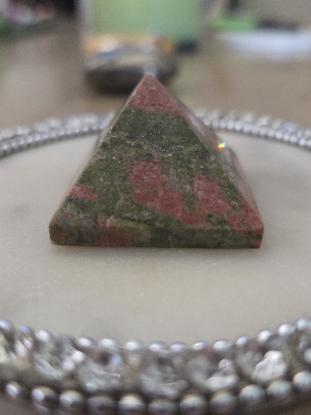 Unakite Crystal Polished Stone Pyramid Sm #10
